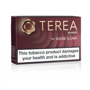 A closed pack of IQOS Terea Russet sticks